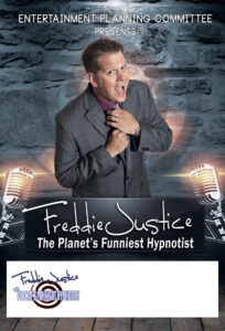 Brick grey Hypnotist Freddie Justice Ent Cmt poster