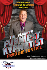 Open curtain Hypnotist Freddie Justice Ent Cmt poster